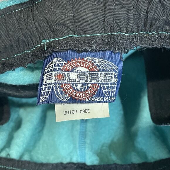 Vintage Polaris Polartec Blue Teal Fleece Sweatpants Snowmobile USA RARE Size M - Picture 6 of 13